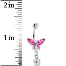 Load image into Gallery viewer, Fuchsia Gem Butterfly Daisy Flower Belly Ring
