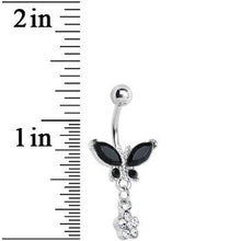 将图片加载到图库查看器，Black Gem Butterfly Daisy Flower Belly Ring
