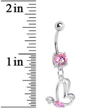 将图片加载到图库查看器，Pink Gem Hollow Wing Butterfly Belly Ring
