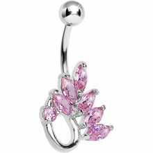 将图片加载到图库查看器，Pink Gem Floral Loop Belly Ring
