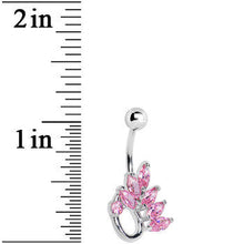 将图片加载到图库查看器，Pink Gem Floral Loop Belly Ring
