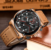 将图片加载到图库查看器，Men's Waterproof Modern Watch With Leather Belts, Stainless Steel Case Excellent Look Perfect Gift
