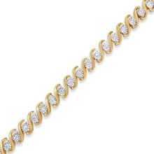 Load image into Gallery viewer, 14K Yellow Gold Plated .925 Sterling Silver 1/2 Cttw Round Miracle-Set Diamond S-Curve Tennis Bracelet (I-J Color, I3 Clarity) - 7"

