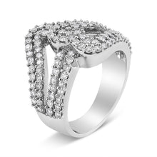 Load image into Gallery viewer, 14K White Gold 1 1/2 Cttw Diamond Open Double Heart Bypass Ring Band (H-I Color, VS1-VS2 Clarity) - Ring Size 7
