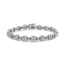 将图片加载到图库查看器，10K White Gold 2.0 Cttw Diamond Square Link Bracelet (J-K Color, I2-I3 Clarity) - Size 7.25"
