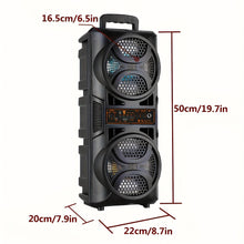 Load image into Gallery viewer, Portable Bluetooth Speaker with Subwoofer Bass, Dual 6.5" LED Woofers and Microphone
