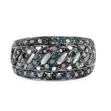 Load image into Gallery viewer, 0.60 Carat Genuine Blue Diamond .925 Sterling Silver Ring
