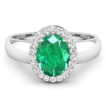 将图片加载到图库查看器，1.87 Carat Genuine Zambian Emerald and White Diamond 14K White Gold Ring
