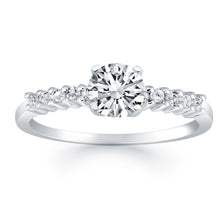 将图片加载到图库查看器，14k White Gold Shared Prong Accent Diamond Engagement Ring
