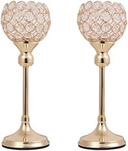 Load image into Gallery viewer, Gold Crystal Tealight Candle Holders Set for Decor
