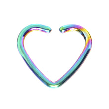 将图片加载到图库查看器，16G Rainbow Anodized Hollow Heart Daith Cartilage Closure Ring
