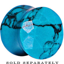 Load image into Gallery viewer, 1/2 Turquoise Semi Precious Stone Faceted Double Flare Plug
