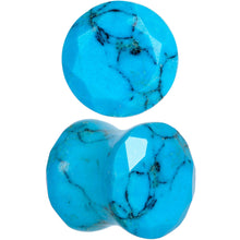 Load image into Gallery viewer, 00G Turquoise Natural Stone Faceted Saddle Plug Set
