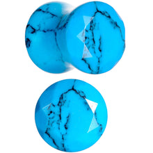 将图片加载到图库查看器，0G Turquoise Semi Precious Stone Saddle Plug Set
