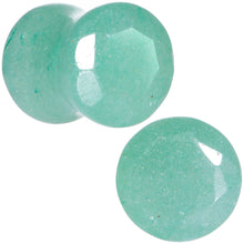 Load image into Gallery viewer, 0G Set of Green Aventurine Semi Precious Stone Faceted Double Flare Plug
