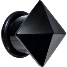 将图片加载到图库查看器，1/2 Black Agate Semi Precious Stone Pyramid Top Plug
