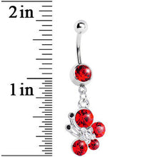 Load image into Gallery viewer, Red Gem Flowering Butterfly Belly Ring

