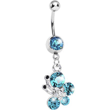 Load image into Gallery viewer, Aqua Gem Flowering Butterfly Belly Ring

