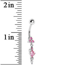 将图片加载到图库查看器，Pink Gem Fab Fountain Pen Dangle Belly Ring
