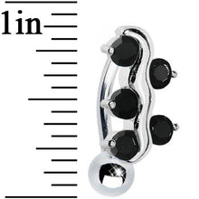 Load image into Gallery viewer, Top Down Black Gem Swirly Vine Belly Ring
