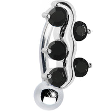 Load image into Gallery viewer, Top Down Black Gem Swirly Vine Belly Ring
