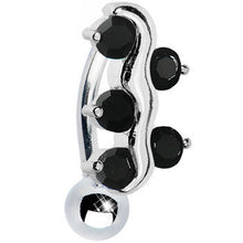 Load image into Gallery viewer, Top Down Black Gem Swirly Vine Belly Ring
