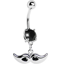 将图片加载到图库查看器，Black Gem Mustache Belly Ring
