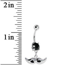 将图片加载到图库查看器，Black Gem Mustache Belly Ring

