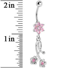 将图片加载到图库查看器，Pink Gem Wildflower Dangle Belly Ring
