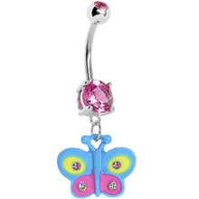 Load image into Gallery viewer, Pink Gem Blue Cutie Butterfly Belly Ring
