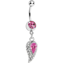 将图片加载到图库查看器，Pink Gem Inverted Encrusted Teardrop Belly Ring
