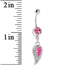 将图片加载到图库查看器，Pink Gem Inverted Encrusted Teardrop Belly Ring
