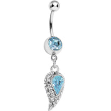 将图片加载到图库查看器，Aqua Gem Inverted Encrusted Teardrop Belly Ring
