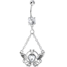 Load image into Gallery viewer, Crystalline Gem Girly Winged Heart Belly Ring
