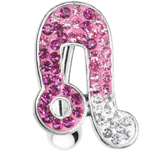 将图片加载到图库查看器，Top Mount Pink White Crystal Ice Music Note Belly Ring
