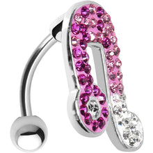 将图片加载到图库查看器，Top Mount Pink White Crystal Ice Music Note Belly Ring
