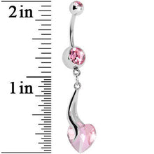 Load image into Gallery viewer, Pastel Pink Gem Heart Trail Belly Ring
