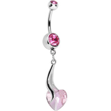 Load image into Gallery viewer, Pastel Pink Gem Heart Trail Belly Ring
