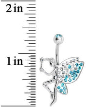 Load image into Gallery viewer, Aqua Gem Sparkle Wing Wish Fairy Belly Ring
