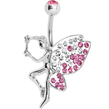 Load image into Gallery viewer, Pink Gem Sparkle Wing Wish Fairy Belly Ring
