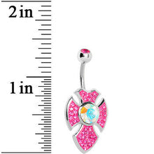 将图片加载到图库查看器，Pink Gem Aurora Center Latin Cross Belly Ring
