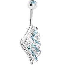 Load image into Gallery viewer, Aqua Gem Outstretched Angel Wing Belly Ring
