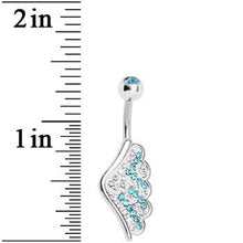 Load image into Gallery viewer, Aqua Gem Outstretched Angel Wing Belly Ring
