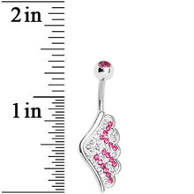 Load image into Gallery viewer, Pink Gem Outstretched Angel Wing Belly Ring
