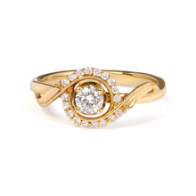 将图片加载到图库查看器，14K Yellow Gold 1/3 Cttw Diamond Solitaire and Halo Swirl Engagement Ring (G-H Color, VS2-SI1 Clarity)- Size 7
