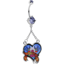 Load image into Gallery viewer, Double Gem Love Birds Heart Belly Ring
