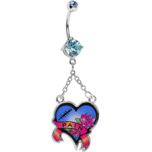 将图片加载到图库查看器，Aqua Gem Heart Breaker Belly Ring
