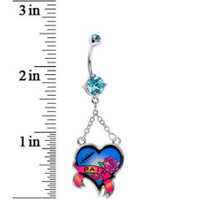 将图片加载到图库查看器，Aqua Gem Heart Breaker Belly Ring
