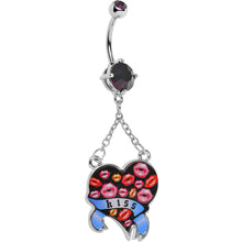 将图片加载到图库查看器，Double Gem Smooch Kisses Heart Belly Ring
