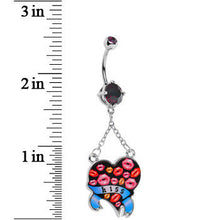 将图片加载到图库查看器，Double Gem Smooch Kisses Heart Belly Ring
